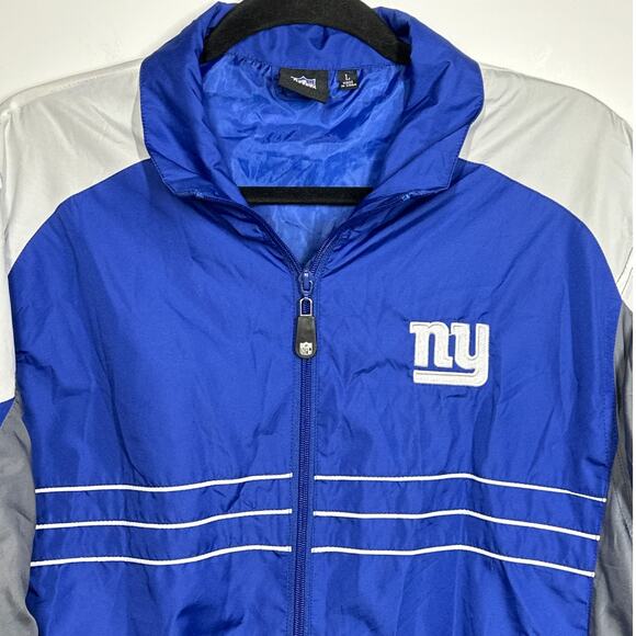 New York Giants Football Reebok SI NFL Team Apparel Windbreaker Jacket Blue Sz L - Picture 2 of 16